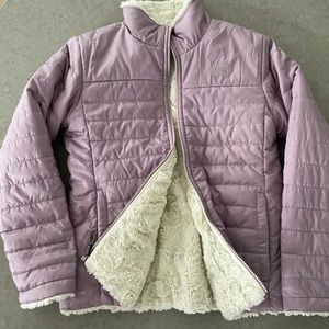 The North Face reversible girl jacket, cream and lavender colors